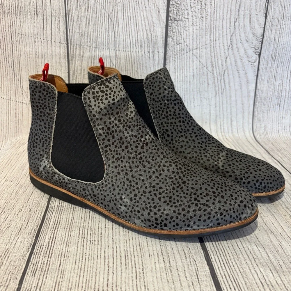Rollie‎ Nation Gray Leopard Print Suede Chelsea Boots Women's European Size 41